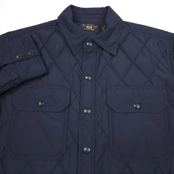 RRL RALPH LAUREN Men's Navy Quilted Shirt Jacket RRL Size Medium NWT EUC - Picture 11 of 12